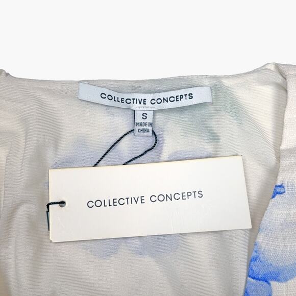 NWT COLLECTIVE CONCEPTS Semi-Sheer Floral Wrap Blouse (Ivory | Size S) - Picture 9 of 10